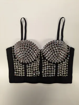 Banned Alternative Xenia Spike Bustier Top Silver