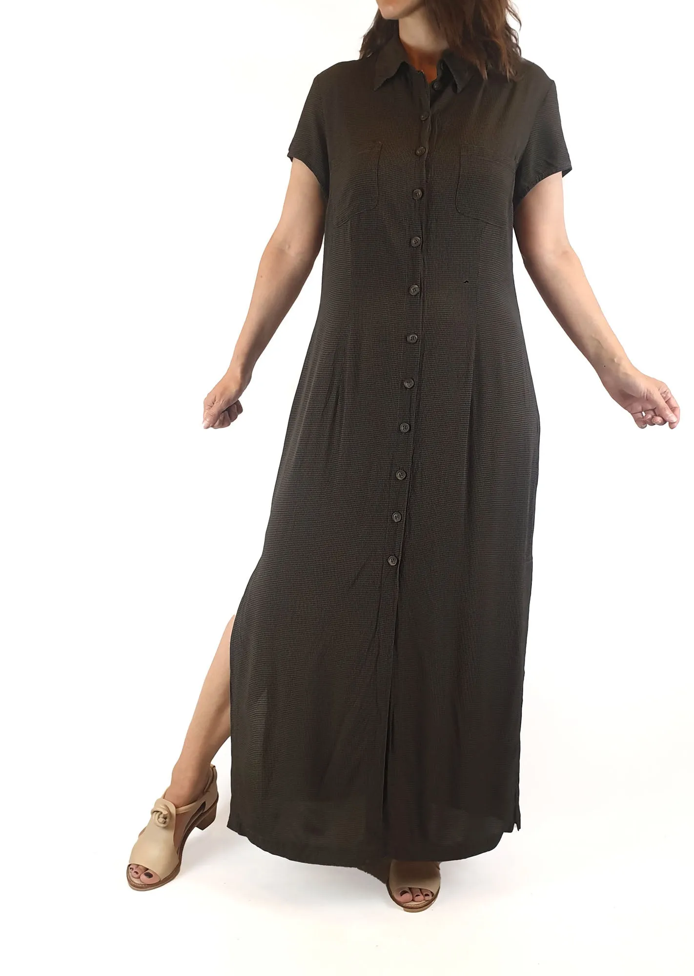 Black and grey check maxi dress fits 8 (Australian made)
