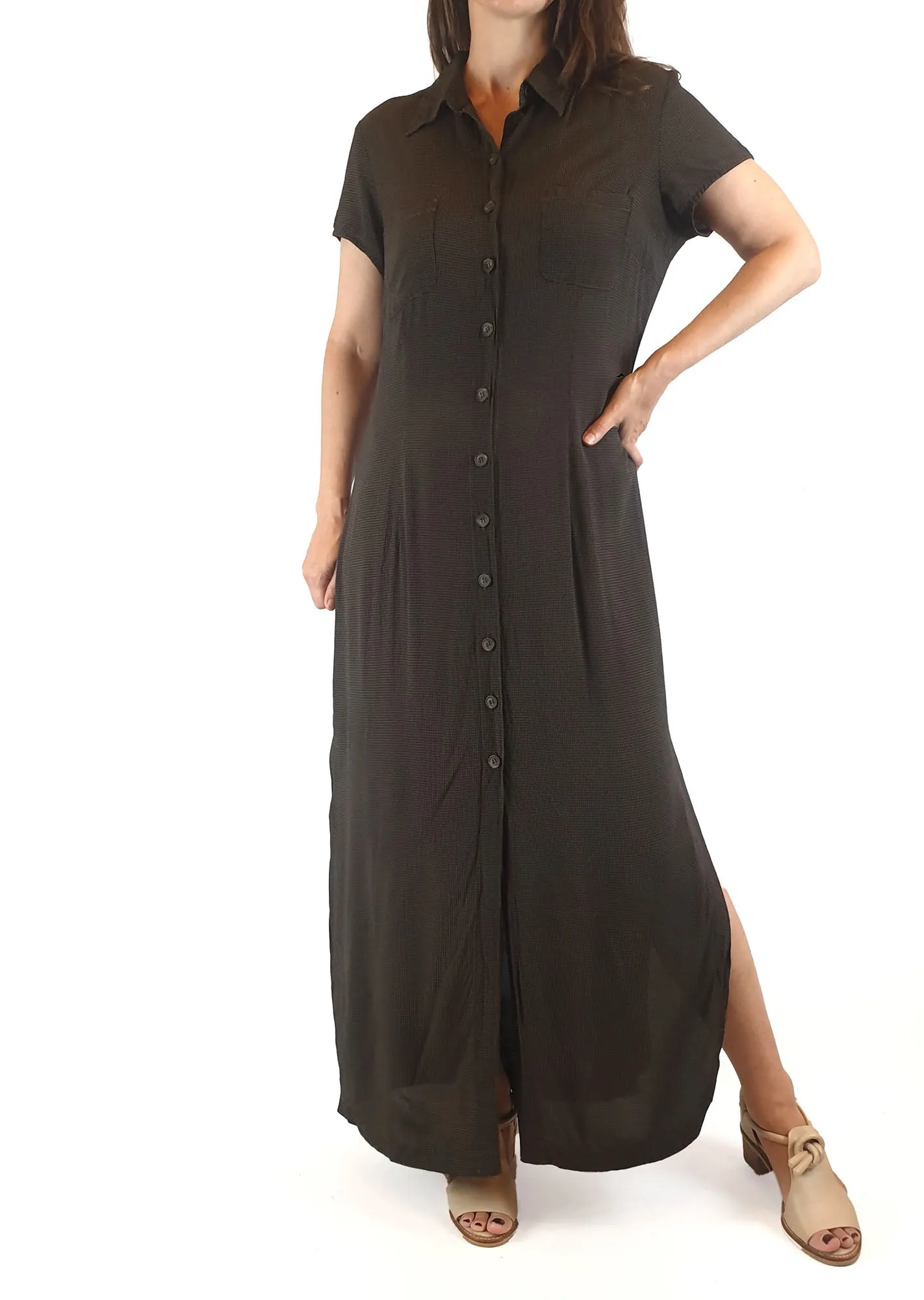 Black and grey check maxi dress fits 8 (Australian made)