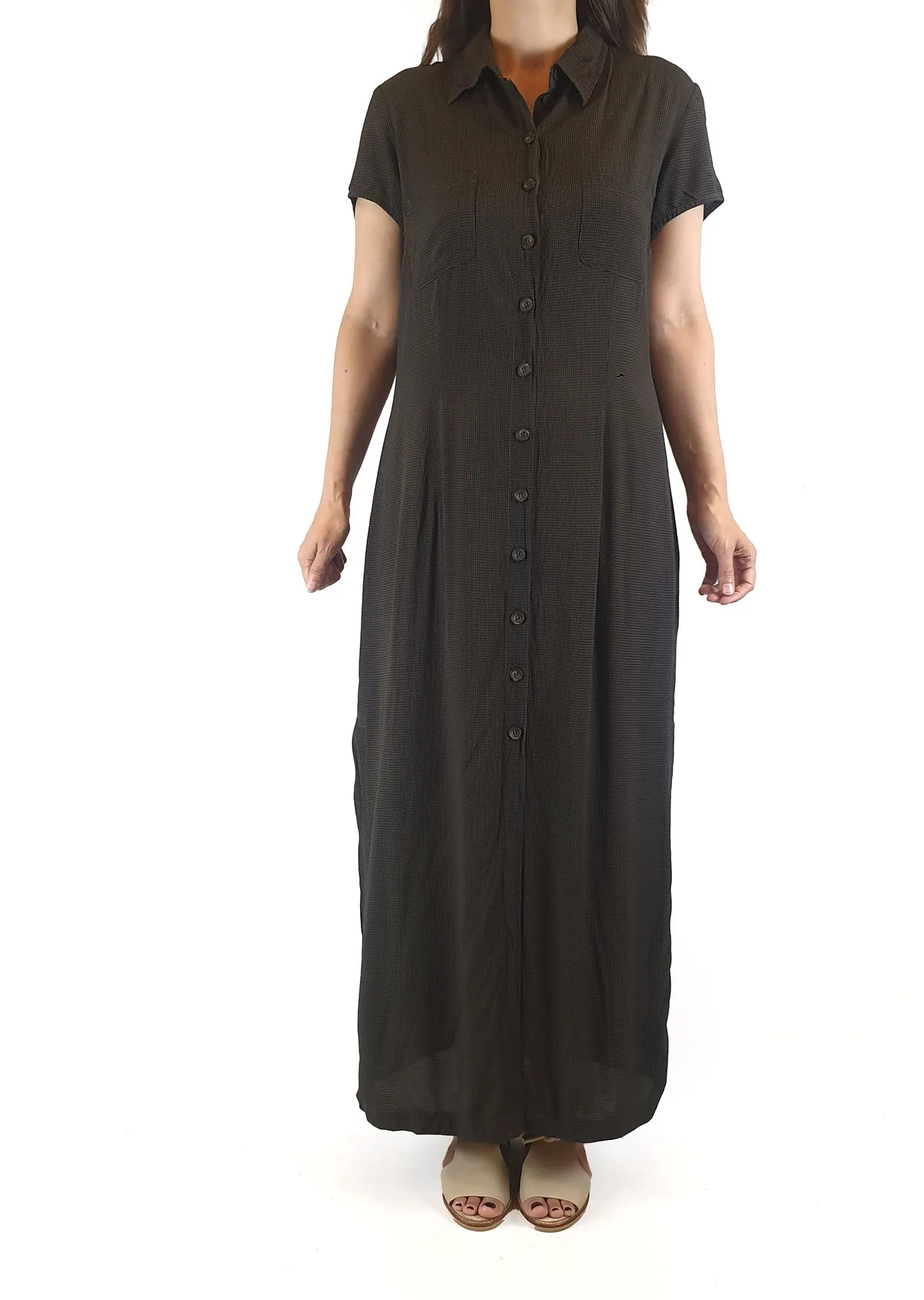 Black and grey check maxi dress fits 8 (Australian made)