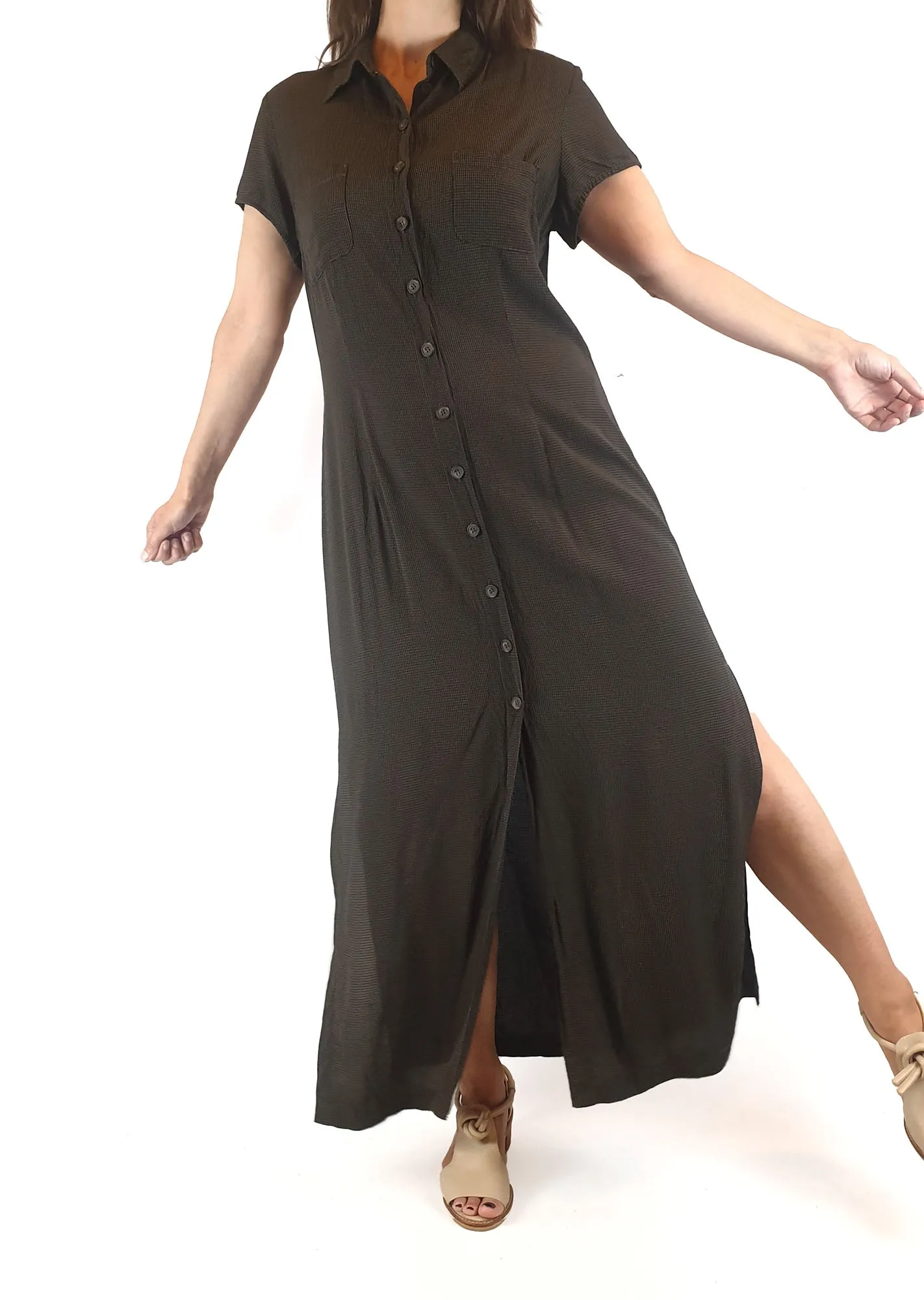 Black and grey check maxi dress fits 8 (Australian made)