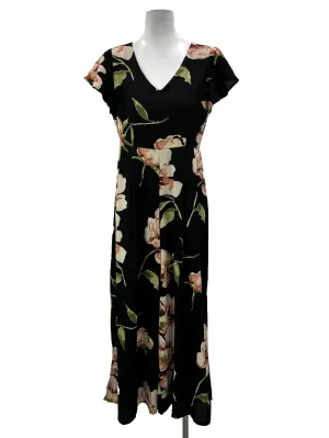 Black Flower V Neck Jumpsuit