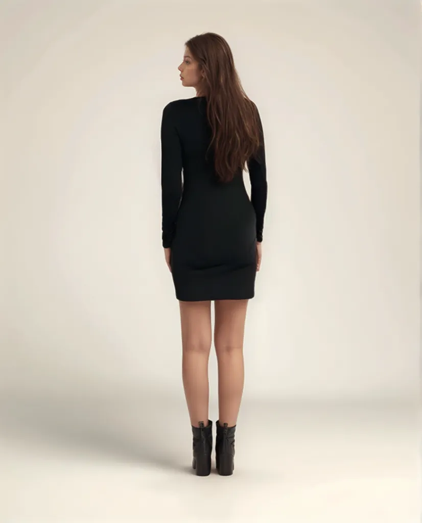 Black Full Sleeve Bodycon Mini Dress