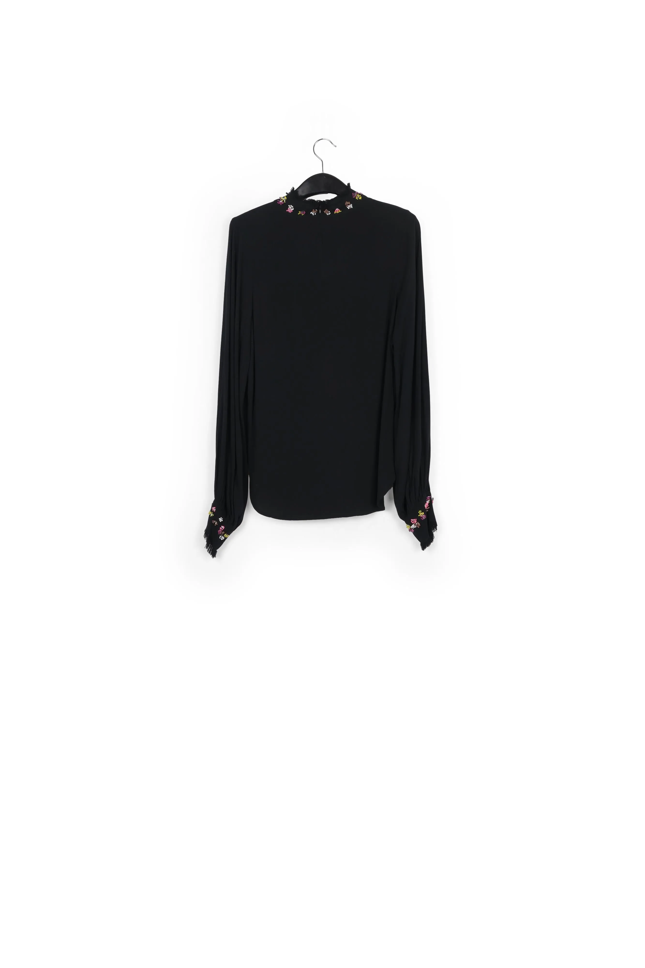 Black high neck top with bead embellishments