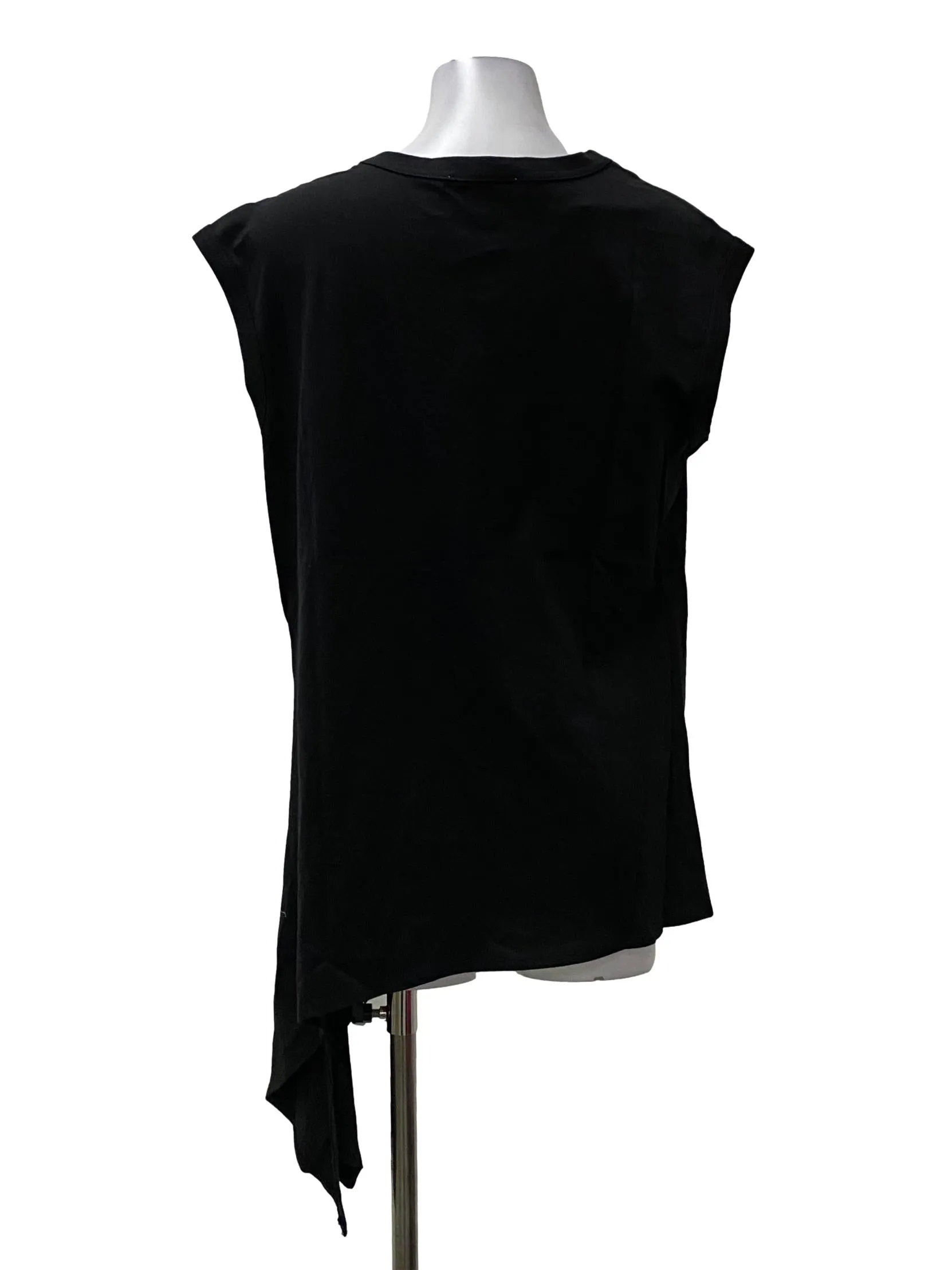 Black Round Neck Asymmetrical Blouse