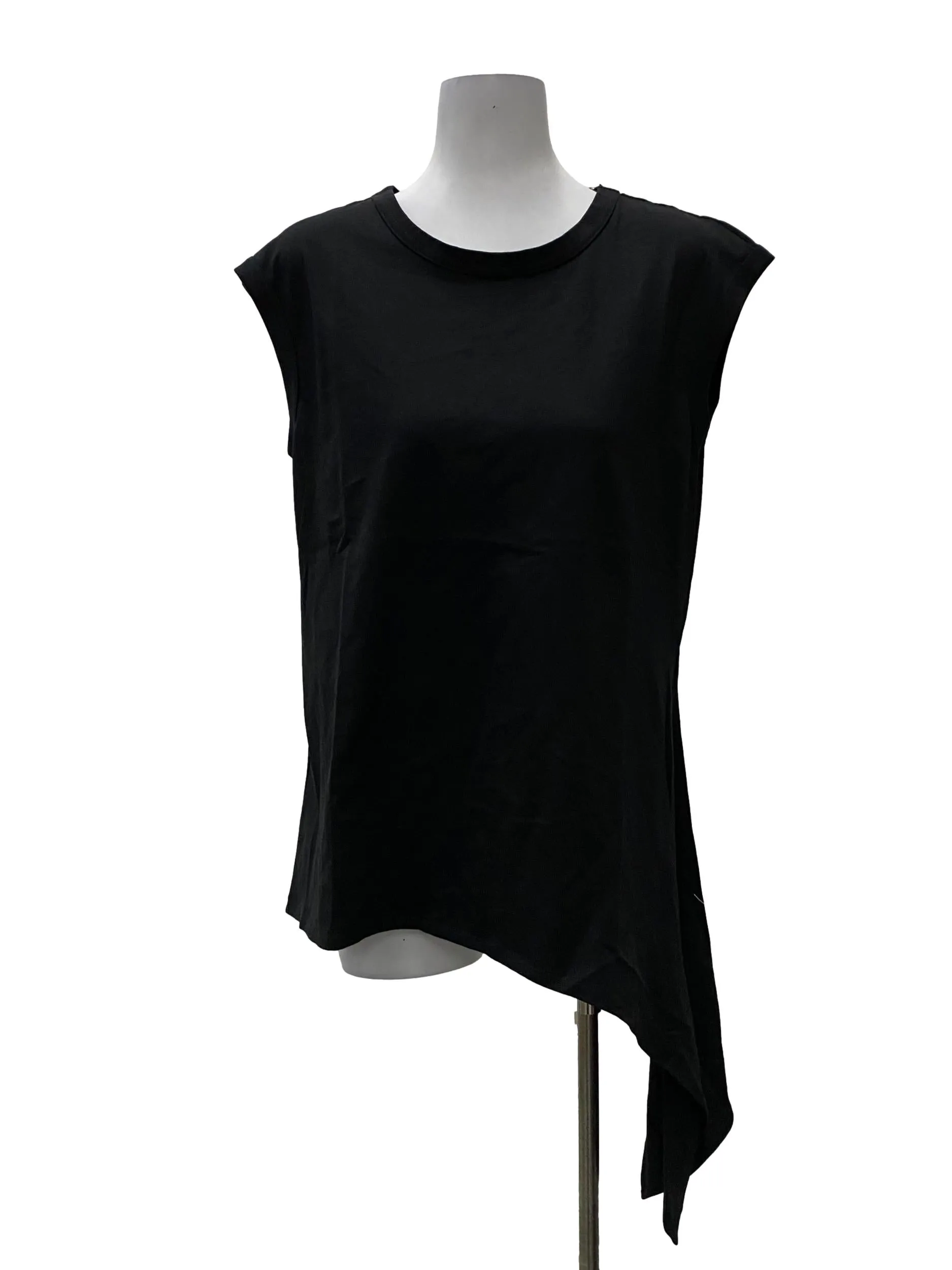 Black Round Neck Asymmetrical Blouse