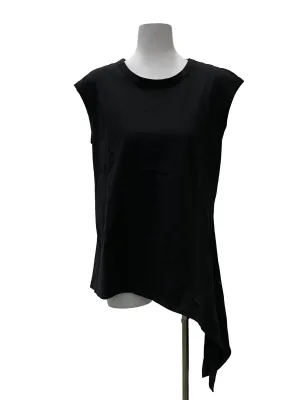 Black Round Neck Asymmetrical Blouse