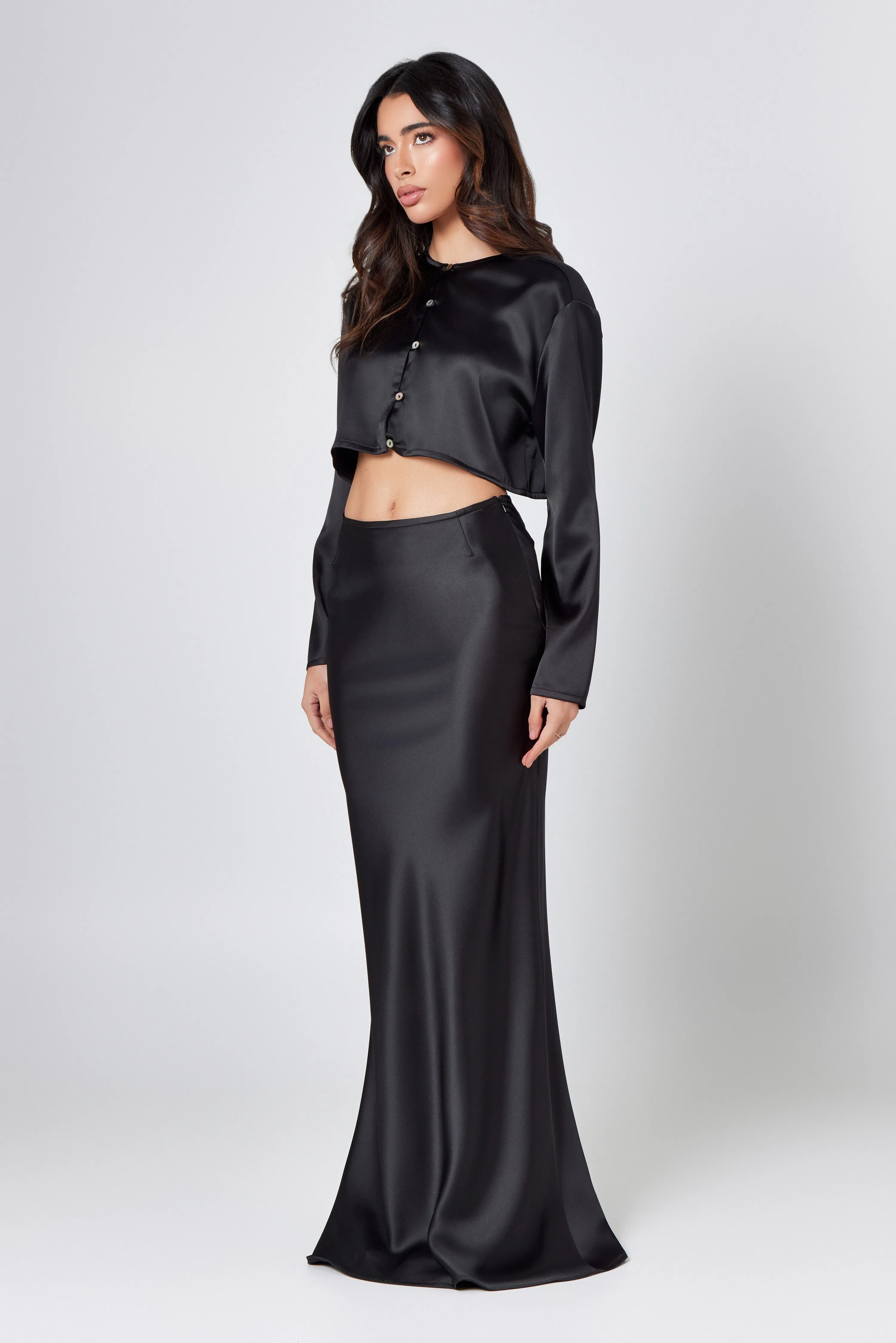 Black Satin Blouse