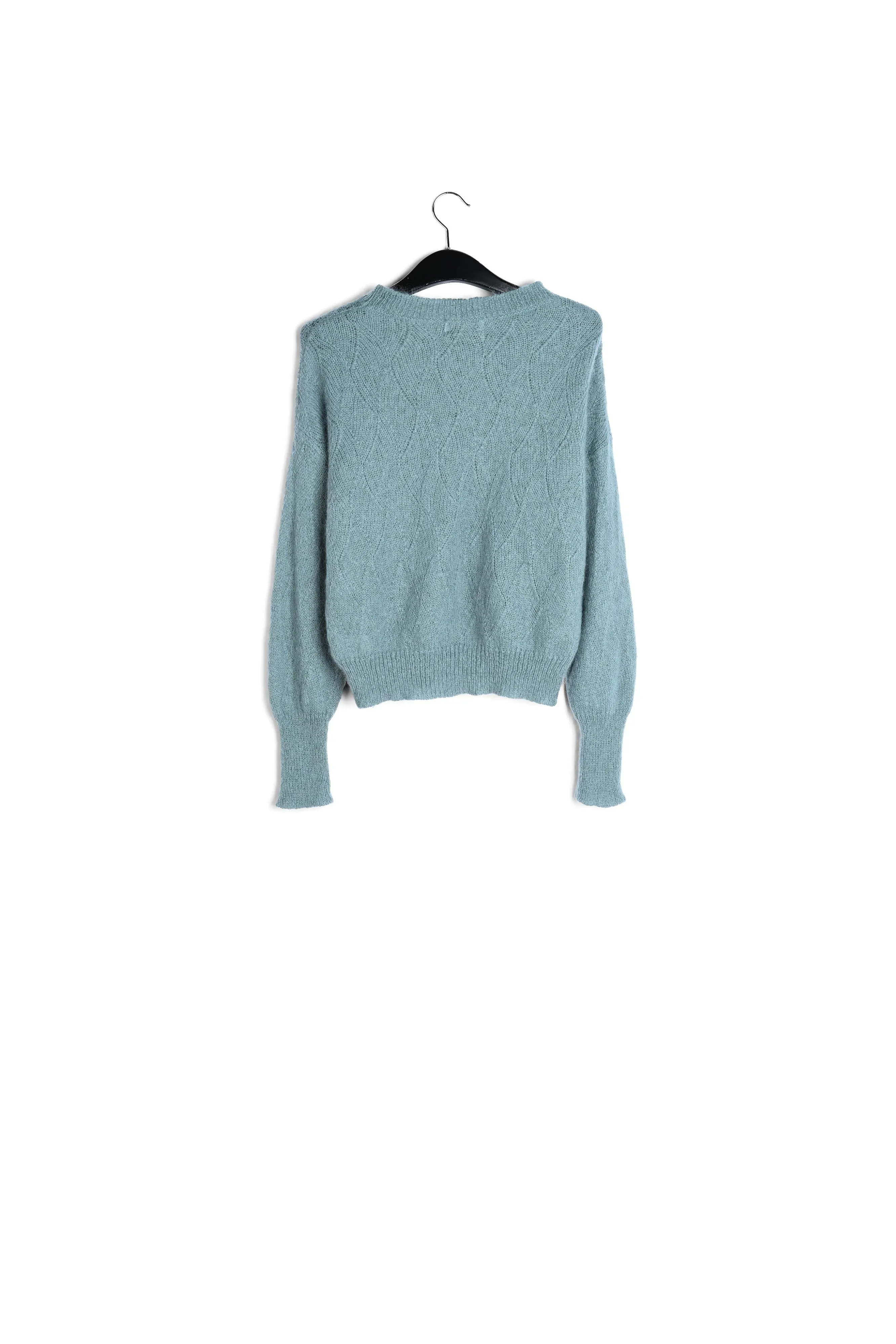 Blue ajour-knitted mohair sweater