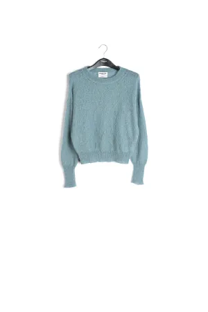Blue ajour-knitted mohair sweater
