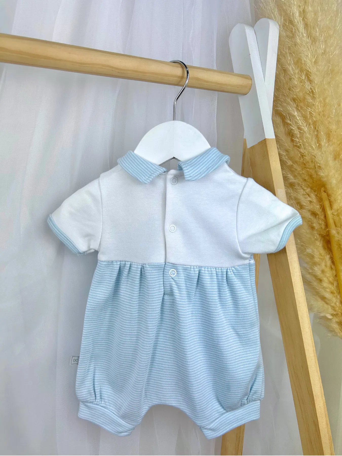 Blue Smocked Bunny Romper