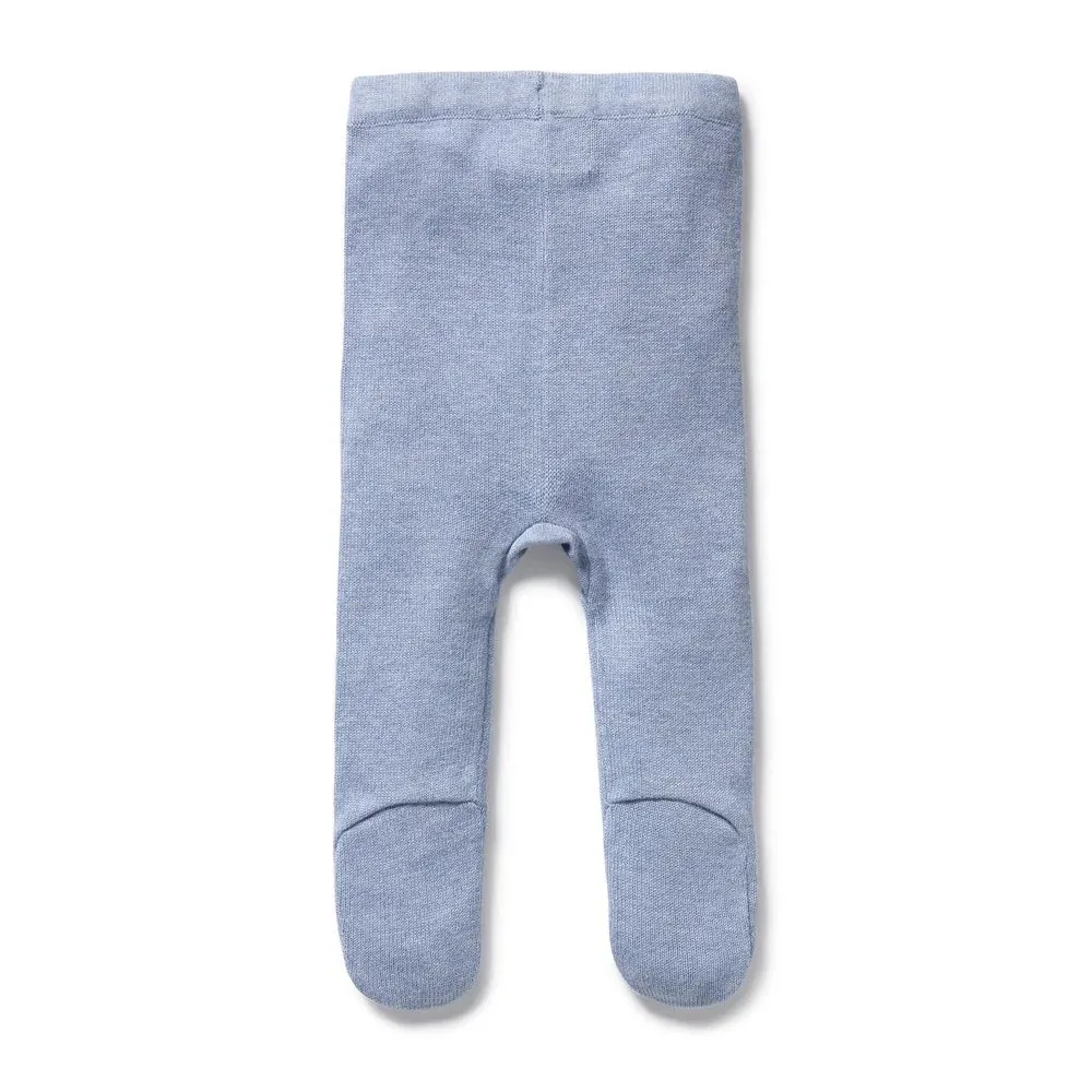 Blue Speckle Organic Knitted Legging with Feet