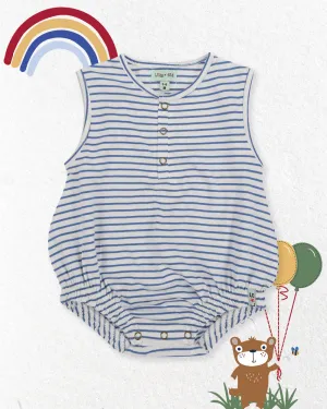 Blue Stripe Print Romper