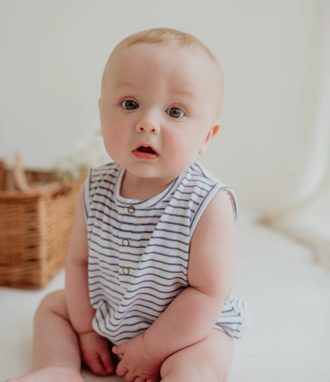 Blue Stripe Print Romper