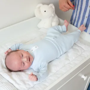 Blue Tiny Baby Bodysuit with Waffle Leggings and Hat