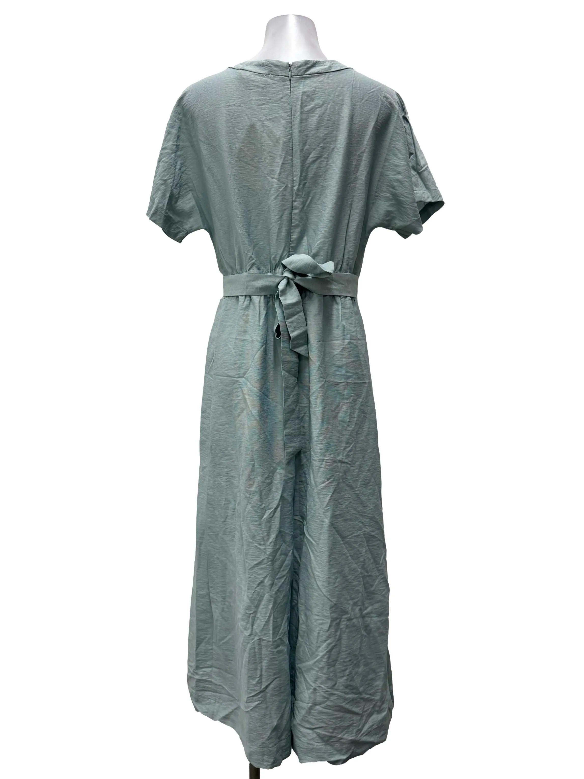 Blue V Sash Jumpsuit