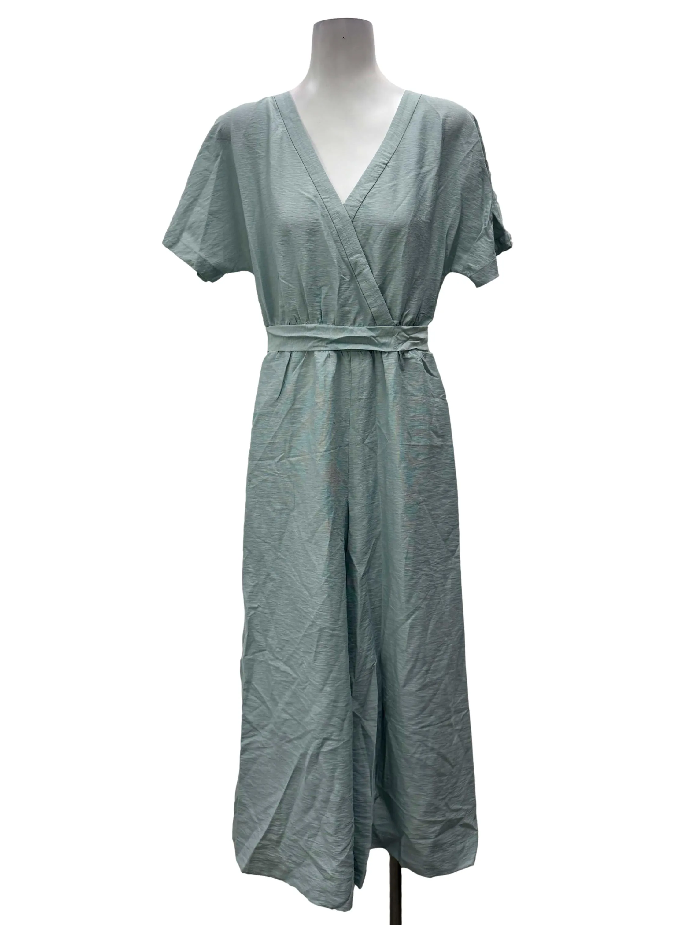 Blue V Sash Jumpsuit