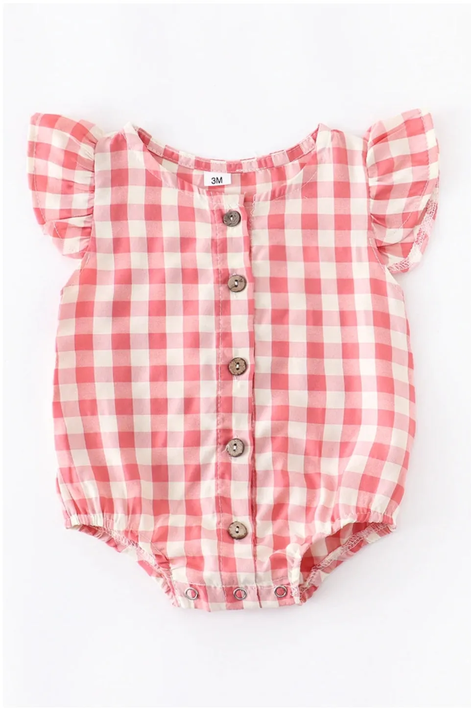 Blush Red Gingham Plaid Girl & Boy Rompers