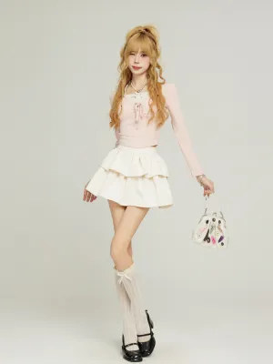Blush Ribbon Tie Top Snowy Lace Tank