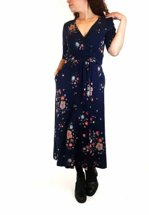 Boden navy floral half sleeve dress size UK 10