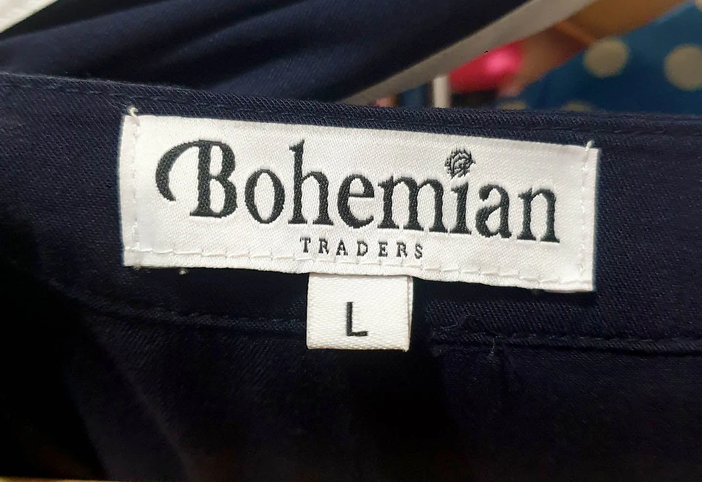 Bohemian Traders navy dress size L, best fits 16-18