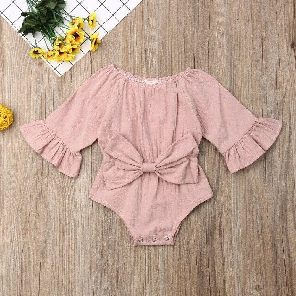 Bowknot Flared Sleeve Bodysuit