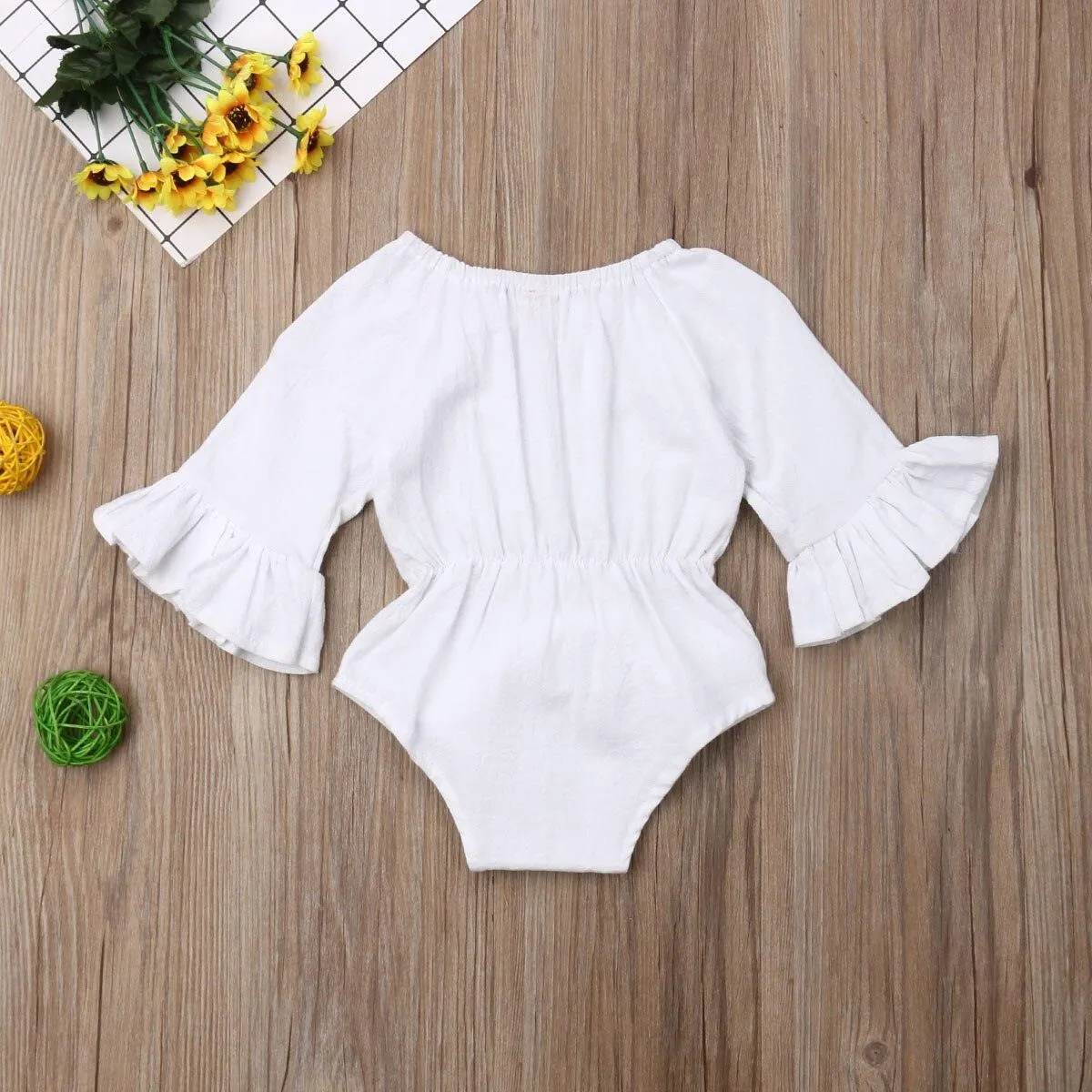 Bowknot Flared Sleeve Bodysuit
