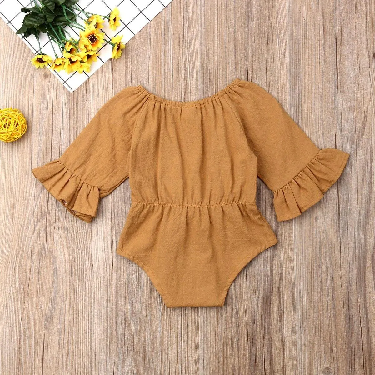 Bowknot Flared Sleeve Bodysuit