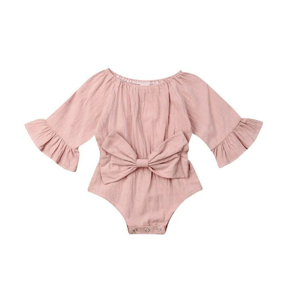 Bowknot Flared Sleeve Bodysuit