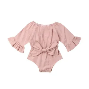 Bowknot Flared Sleeve Bodysuit