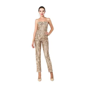 Bra sleveeless halter sequin JUMPSUITS FT4686