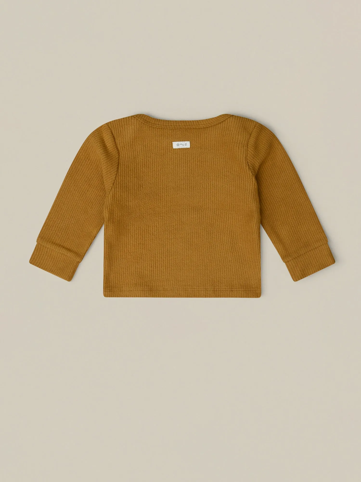 Brown Ribbed Long Sleeve Top