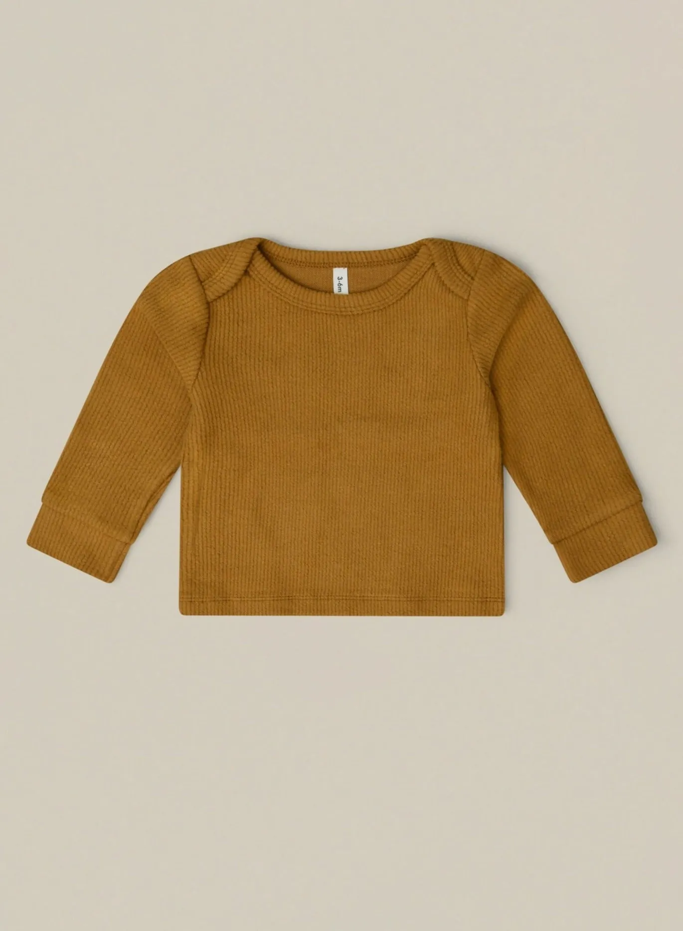 Brown Ribbed Long Sleeve Top