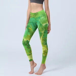 Buddha Stones Mountain River Lanscape Print Gym Leggings Women's Yoga Pants