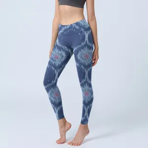 Buddha Stones Navy Blue White Design Gym Leggings Women's Yoga Pants