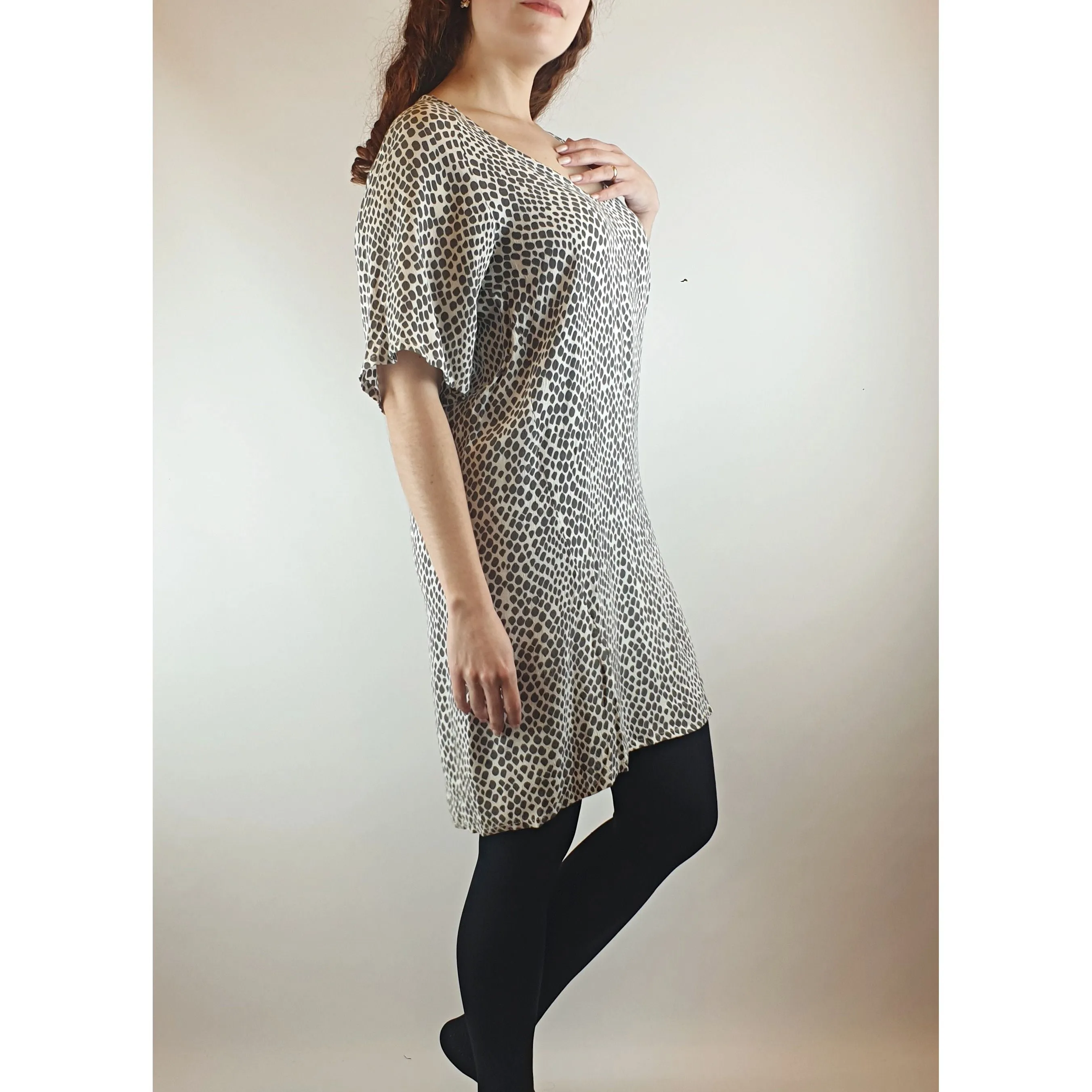 Bul neutral grey brown animal print dress size S (best fit 8)