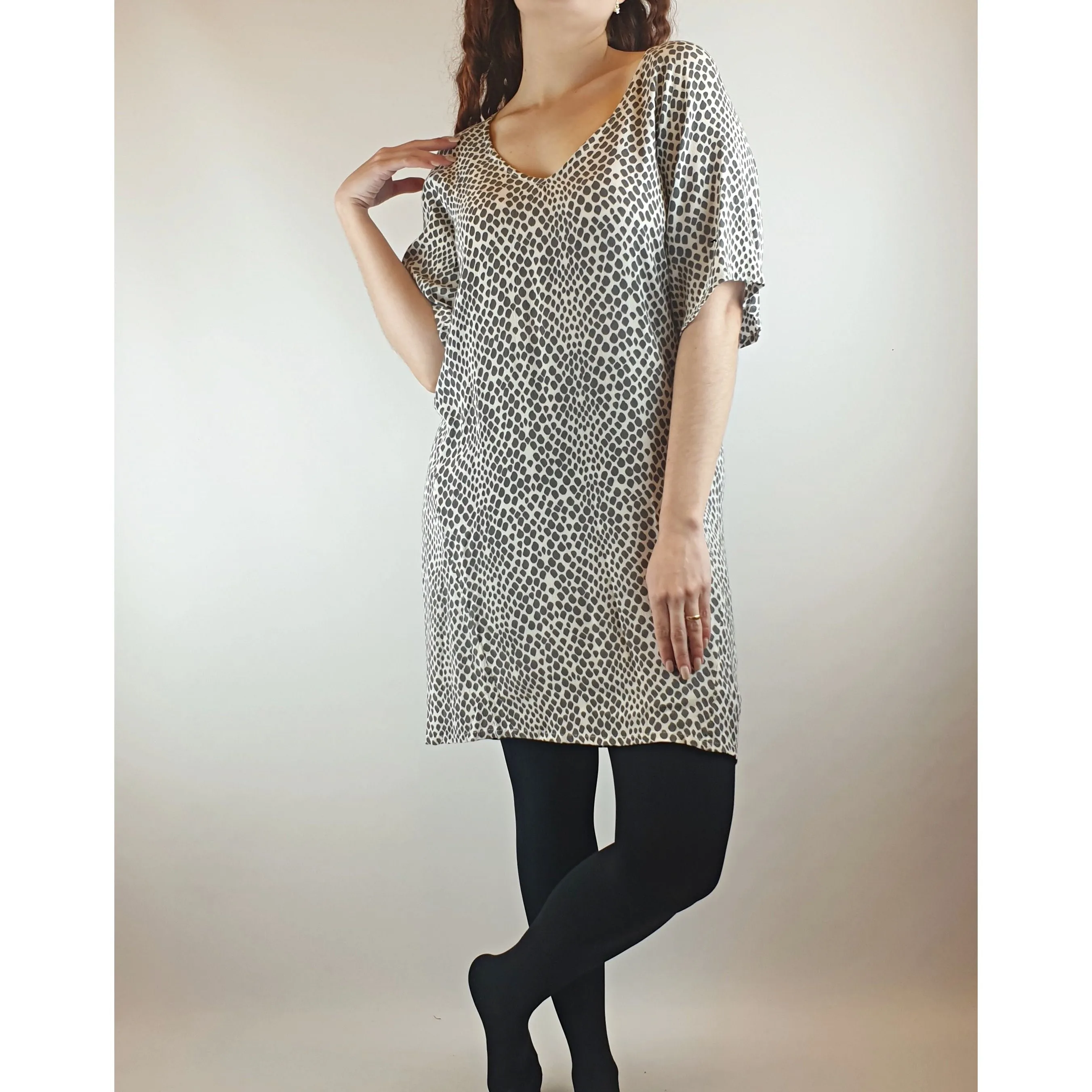 Bul neutral grey brown animal print dress size S (best fit 8)