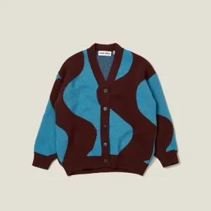 Burgundy Jacquard Knit Cardigan