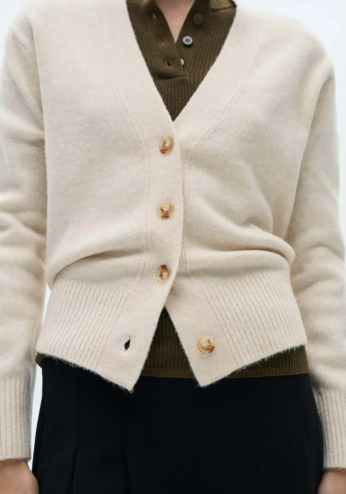 Button knit cardigan - Light/pastel Brown