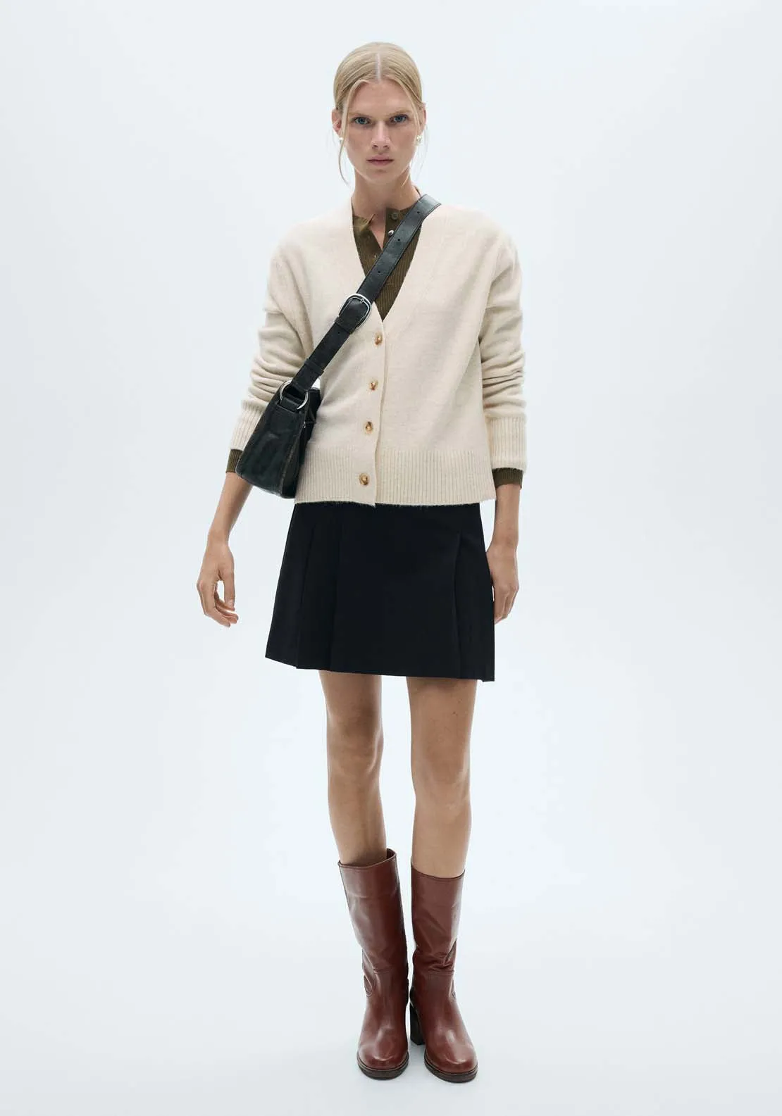 Button knit cardigan - Light/pastel Brown