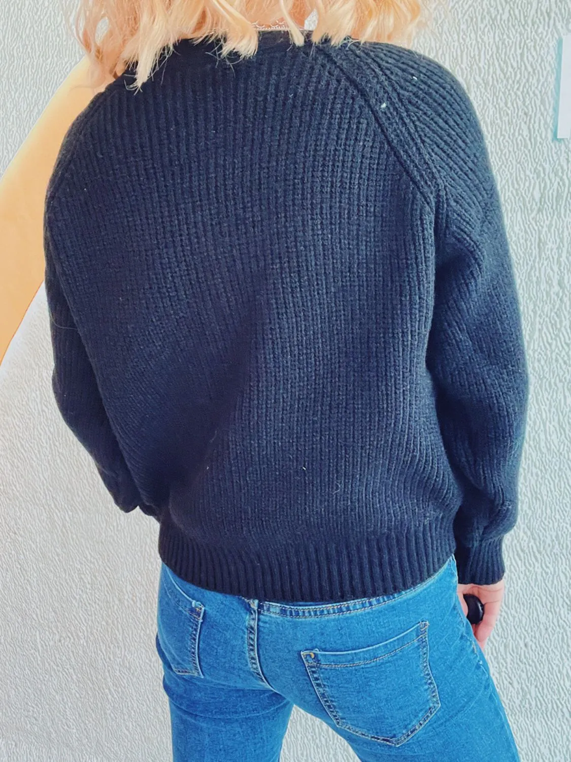 Cable-Knit V-Neck Cardigan with Button Closure and Long Sleeves