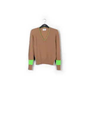 Camel v-neck light knit sweater