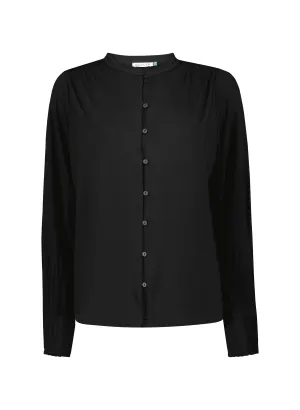 Caroline LENZING™ ECOVERO™ Button Detail Blouse | Caviar Black