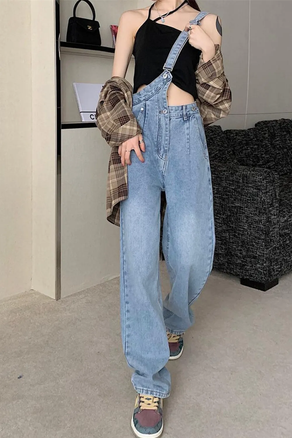Casual Irregular Design Denim Jumpsuits