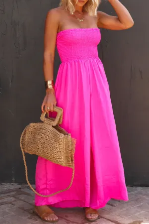 Casual Simplicity Solid Color Strapless Loose Jumpsuits(3 Colors)