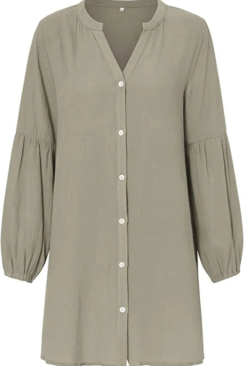 Casual Solid Buttons V Neck Blouses(3 Colors)
