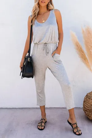 Casual Solid Patchwork U Neck Regular Jumpsuits(4 Colors)