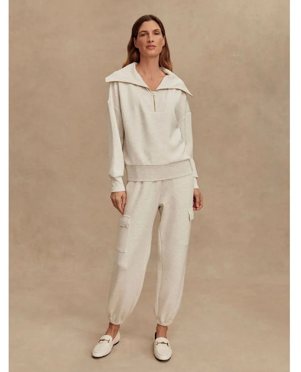 Catherine Half Zip Sweat Ivory Marl
