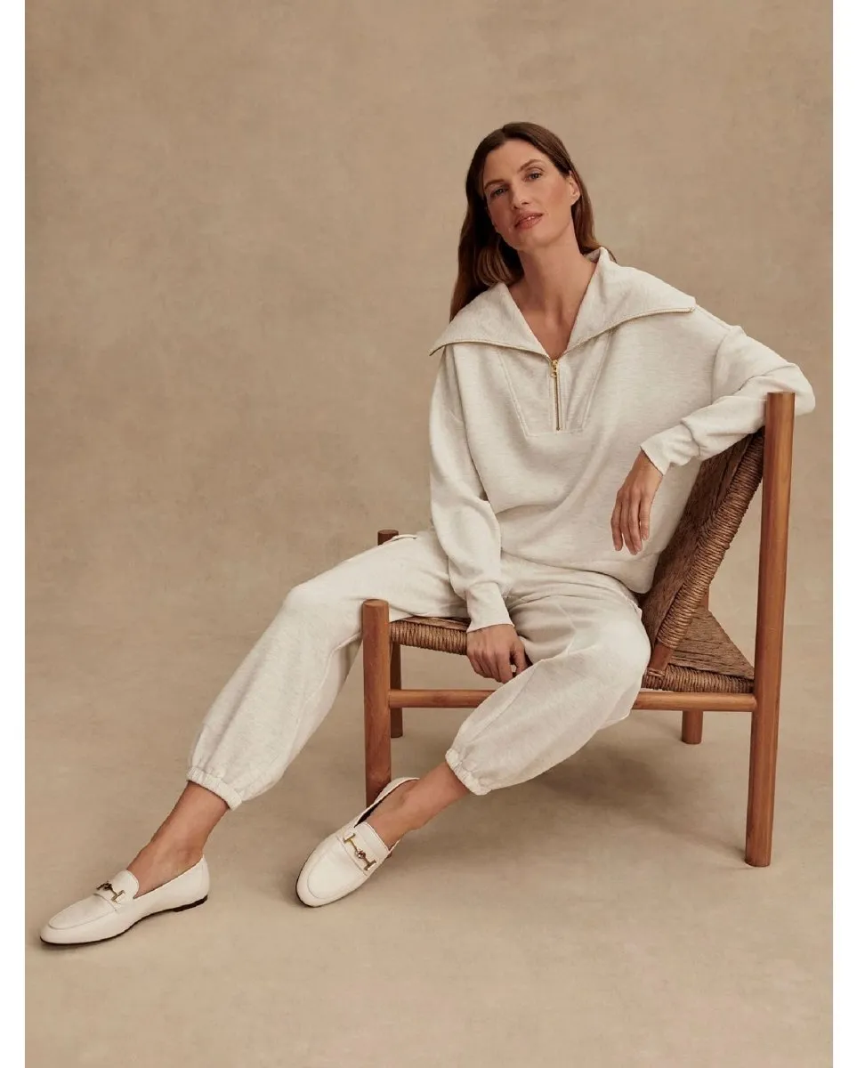 Catherine Half Zip Sweat Ivory Marl