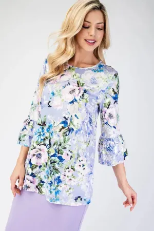 Celeste Full Size Floral Layering Tops with None Slip Sleeves Plus Size